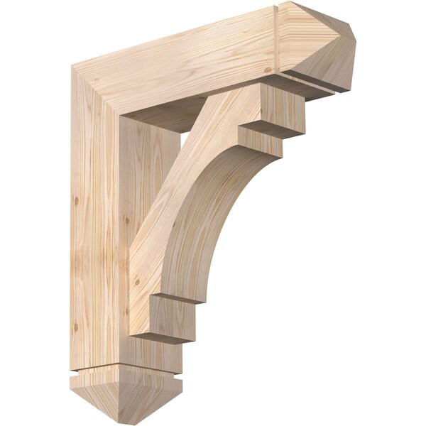 Ekena Millwork Merced Arts and Crafts Smooth Bracket w/ Offset Brace, Douglas Fir, 7 1/2"W x 26"D x 30"H BKT0806X26X30MRC03SDF - main